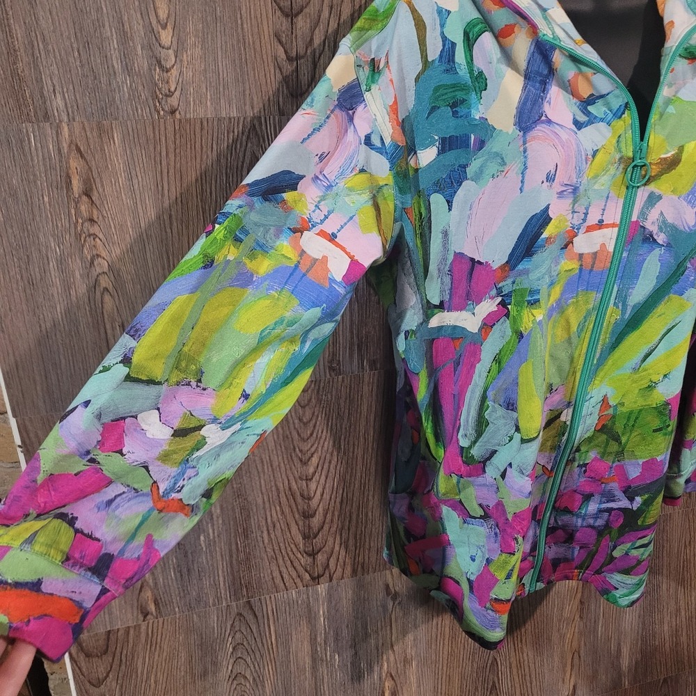 Claire Desjardins Activewear Full Zip Hoodie Tunic XL Art to Wear Colorful - Picture 5 of 13